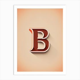 B  Letter, Alphabet Retro Minimal 3 Art Print