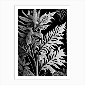 Holly Fern Linocut Art Print