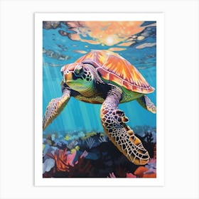 Sea Turtle Ocean And Reflections 2 Art Print