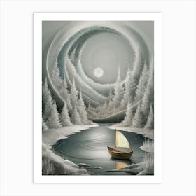 Boat In The Snow Canvas Print Art Print