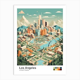 Los Angeles, Us, Geometric Illustration 4 Poster Art Print