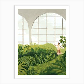 Child In A Greenhouse Garden Illustration Art Print