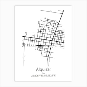 Alquizar,Cuba Minimalist Map Art Print