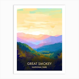 Great Smokey National Park Travel Poster Illustration Style 2 Art Print