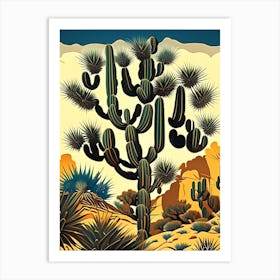 Joshua Tree Pattern Vintage Botanical Line Drawing  (8) Art Print