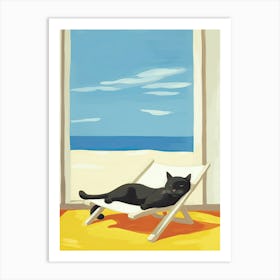 Cat Sunbathing Panting Art Print