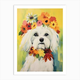 Maltese Portrait With A Flower Crown, Matisse Painting Style 1 Art Print