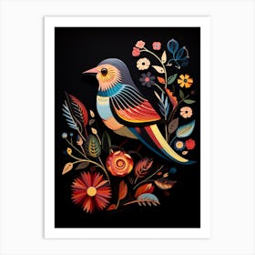 Folk Bird Illustration House Sparrow 3 Art Print
