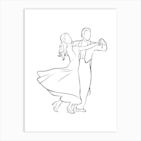 Ballroom Dance hand drawing minimalist line art Art Print