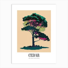 Cedar Tree Colourful Illustration 4 Poster Art Print