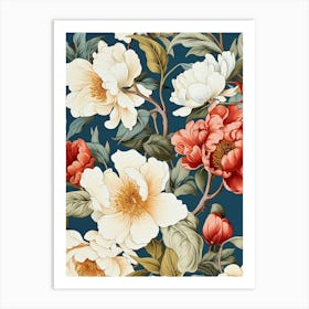 Peony Floral Pattern Art Print