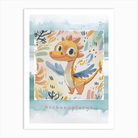 Archaeopteryx Dinosaur Muted Pastels Pattern 2 Poster Art Print