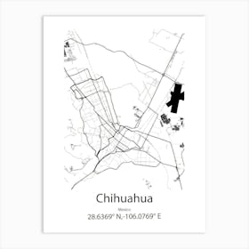 Chihuahua,Mexico Minimalist Map Art Print