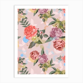Romantic Roses Pattern Art Print