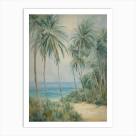 Palm Trees On The Beach no1 Art Print