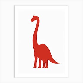 Red Brachiosaurus Dinosaur 2 Art Print