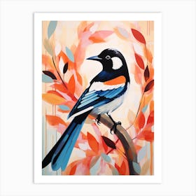 Bird Painting Collage Magpie 4 Art Print