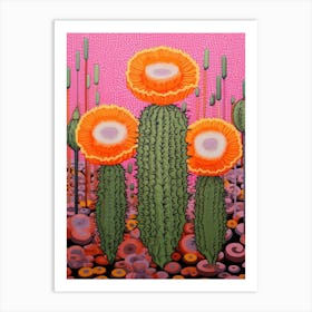 Mexican Style Cactus Illustration Mammillaria Cactus 1 Art Print
