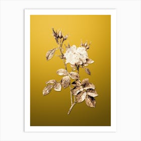 Gold Botanical Autumn Damask Rose on Mango Yellow Art Print
