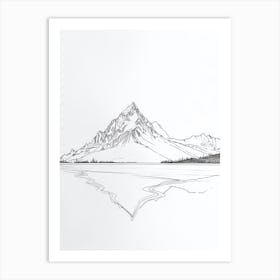 Mount Mckinley Denali Usa Line Drawing 2 Art Print