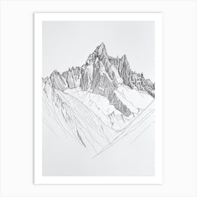 Mount Whitney Usa Line Drawing 4 Art Print