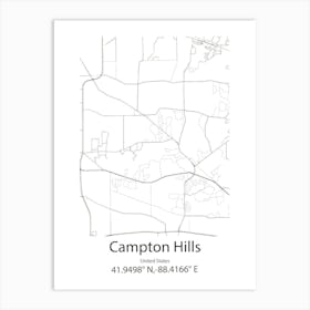 Campton Hills,United States Minimalist Map 1 Art Print