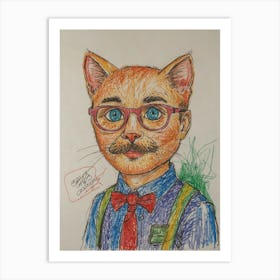 Kitty With Glasses Art Print