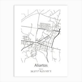 Aliartos,Greece Minimalist Map Art Print