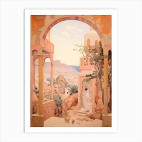 Canary Islands Spain 1 Vintage Pink Travel Illustration Art Print