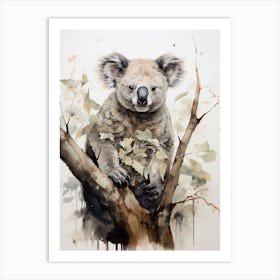 Koala, Japanese Brush Painting, Ukiyo E, Minimal 1 Art Print