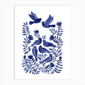Blue Birds 1 Art Print