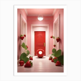 Strawberry Door art print Art Print