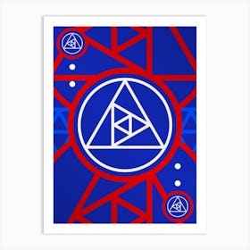 Geometric Glyph in White on Red and Blue Array n.0079 Art Print