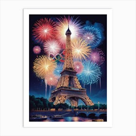 Eiffel Tower Fireworks Art Print