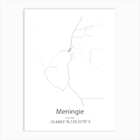 Meningie,Australia Minimalist Map Art Print