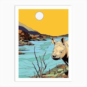 Rhino Sunset Portrait 4 Art Print