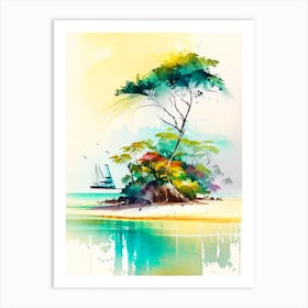 Mafia Island Tanzania Watercolour Pastel Tropical Destination Art Print