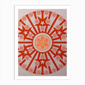Geometric Abstract Glyph Circle Array in Tomato Red n.0212 Art Print