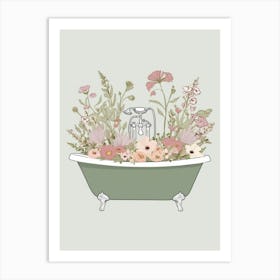 Flowers In A Bathtub Affiche