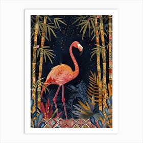 Greater Flamingo And Bamboo Boho Print 4 Art Print