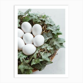 White Eggs In A Basket 1 Art Print