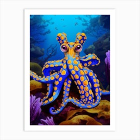 Southern Blue Ringed Octopus Illustration 10 Art Print