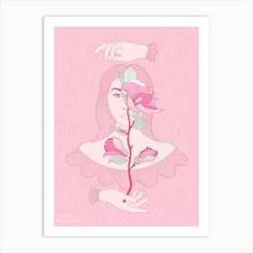 Girl And Magnolia Art Print