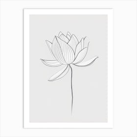 White Lotus Minimal Line Drawing 2 Art Print