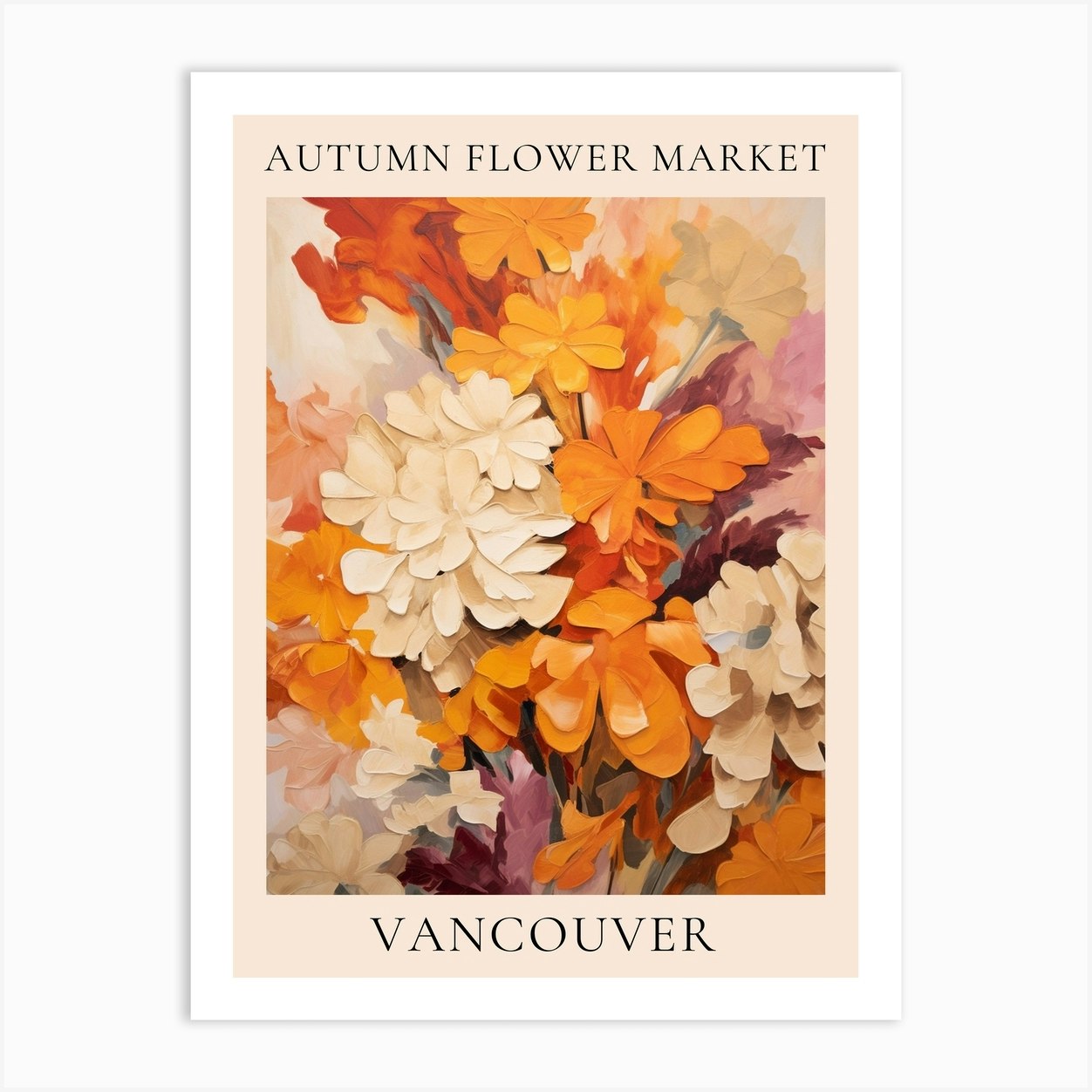 Autumn Flower Market Poster Vancouver Art Print by Autumn Aura