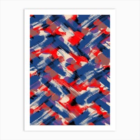 Red And Blue Brushstrokes Art Print