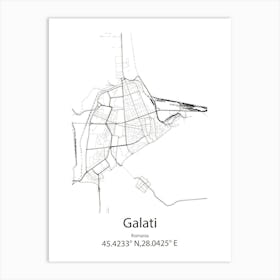 Galati,Romania Minimalist Map Art Print