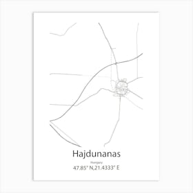 Hajdunanas,Hungary Minimalist Map Art Print