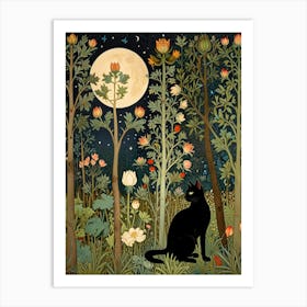 William Morris Black Cat In The Forest 7 Art Print