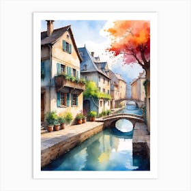 Watercolor Of A Canal 1 Art Print